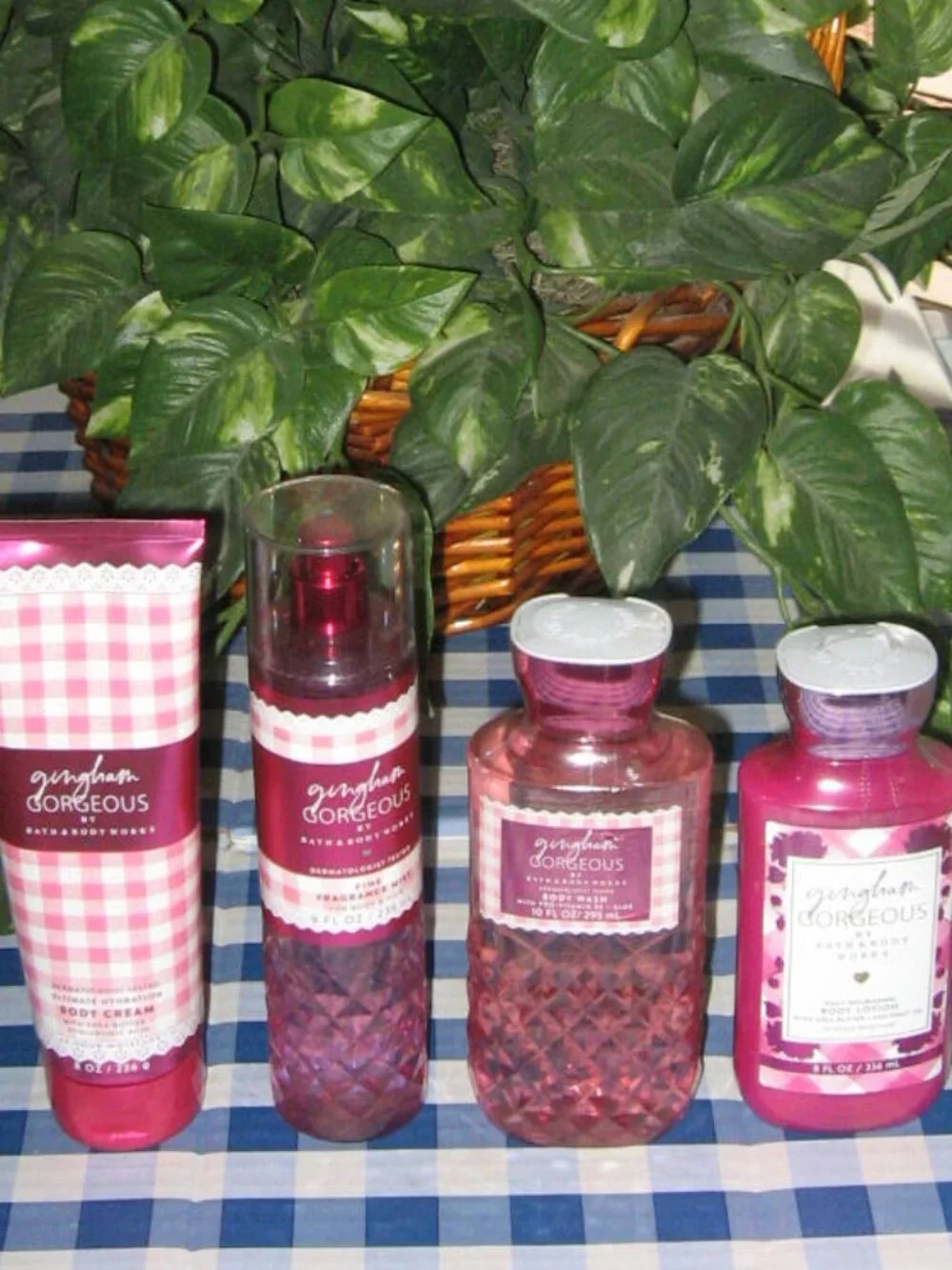 BBW Gingham GORGEOUS Body Wash Fragrance Mist Body Cream & Lotion Lot of 4 NEW
